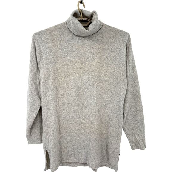 Lands End Womens 100% Cashmere Tunic Sweater Turtleneck Gray Size Medium 10/12 - Picture 1 of 6
